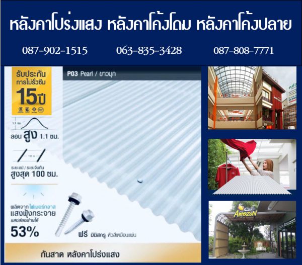 กันสาดโปร่งแสง P13 สีนิล Onyx