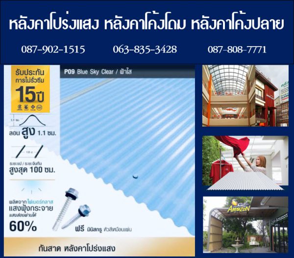 กันสาดโปร่งแสง P13 สีนิล Onyx