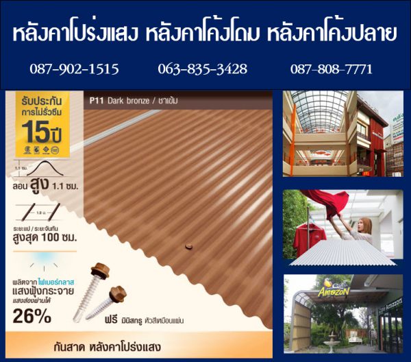 กันสาดโปร่งแสง P13 สีนิล Onyx